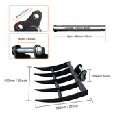 mini excavator grass rake size